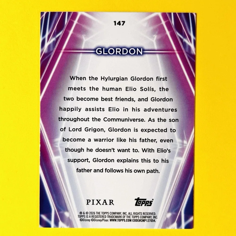 2026 Topps Disney Neon Glordon #147 Rainbow Refractor Pixar‎